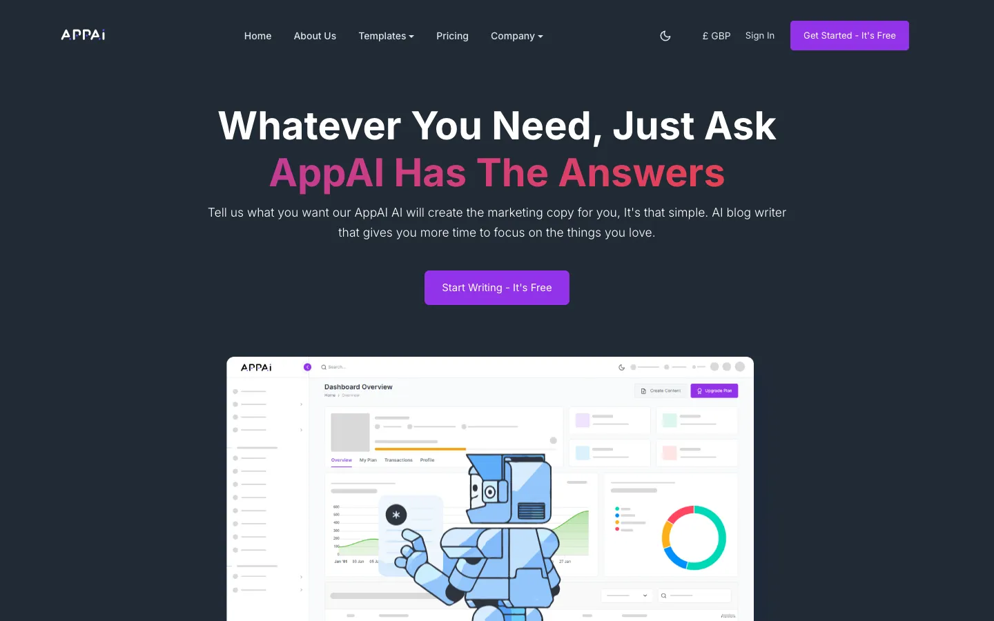 Screenshot of the AppAI homepage