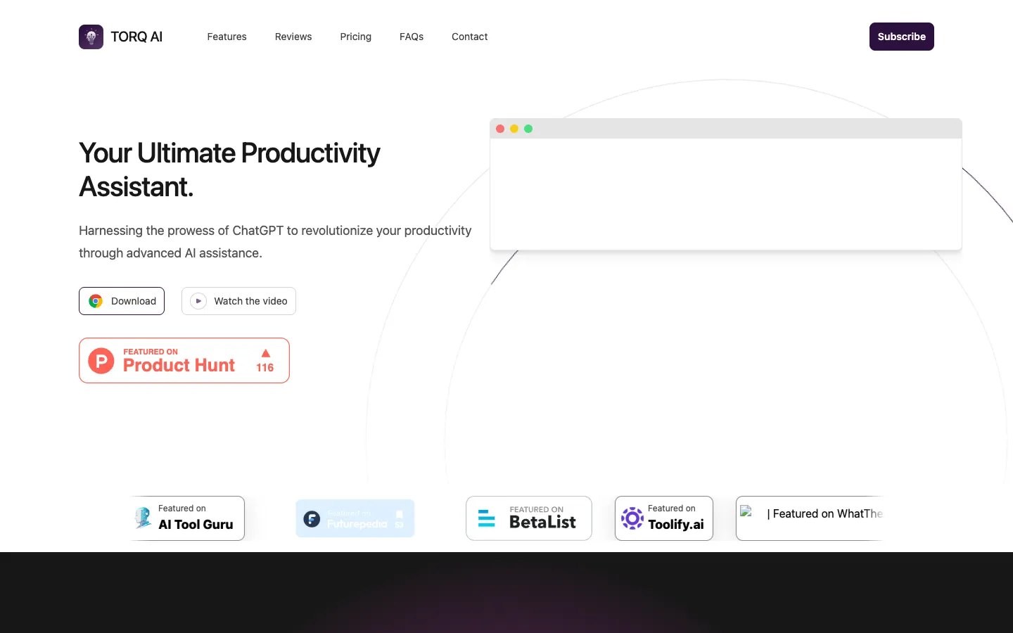 Screenshot of the Torq AI homepage