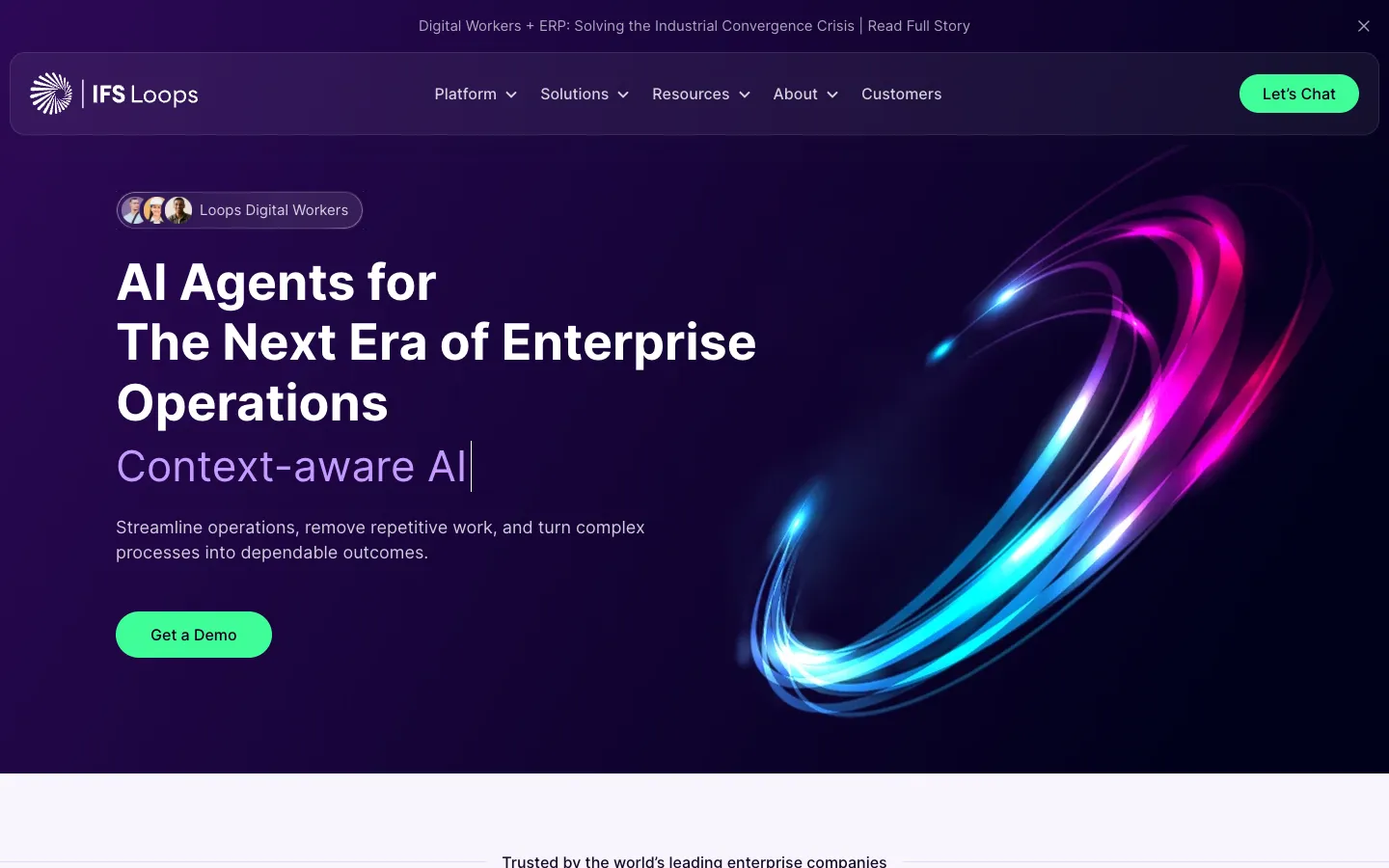 Screenshot of the TheLoops homepage