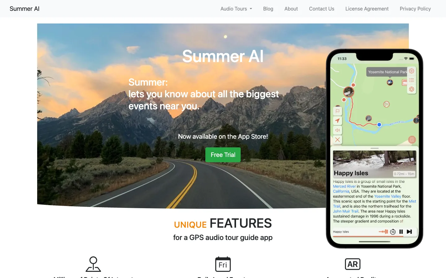 Screenshot of the Summer AI homepage