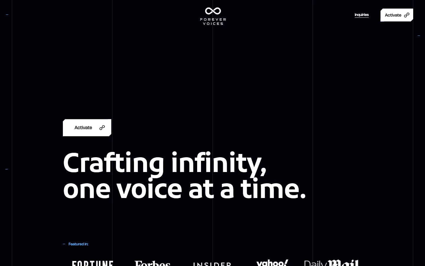 Screenshot of the Forever Voices: Companion homepage