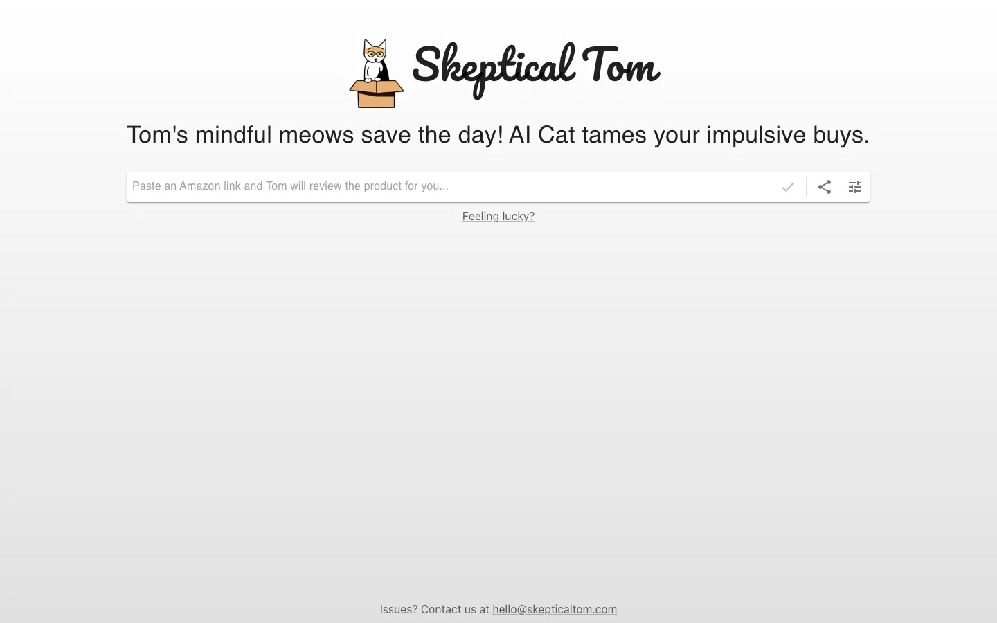 Screenshot of the Skeptical Tom homepage