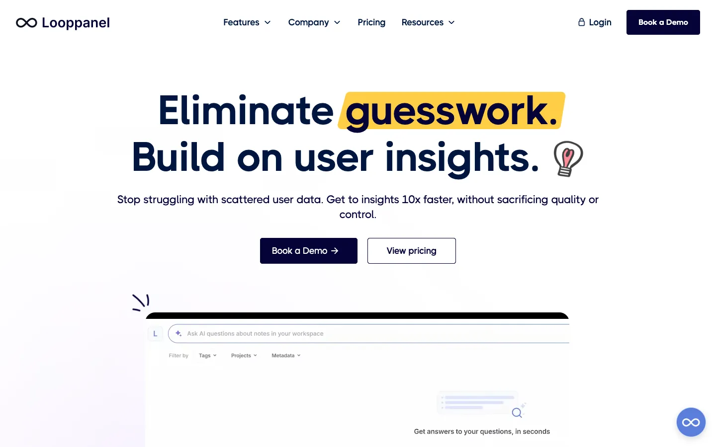 Screenshot of the Looppanel homepage