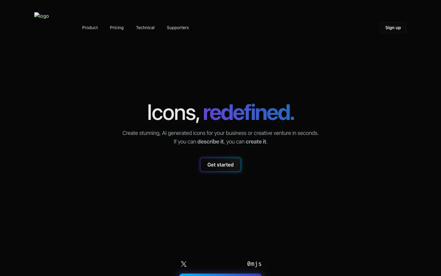 Screenshot of the Iconai homepage