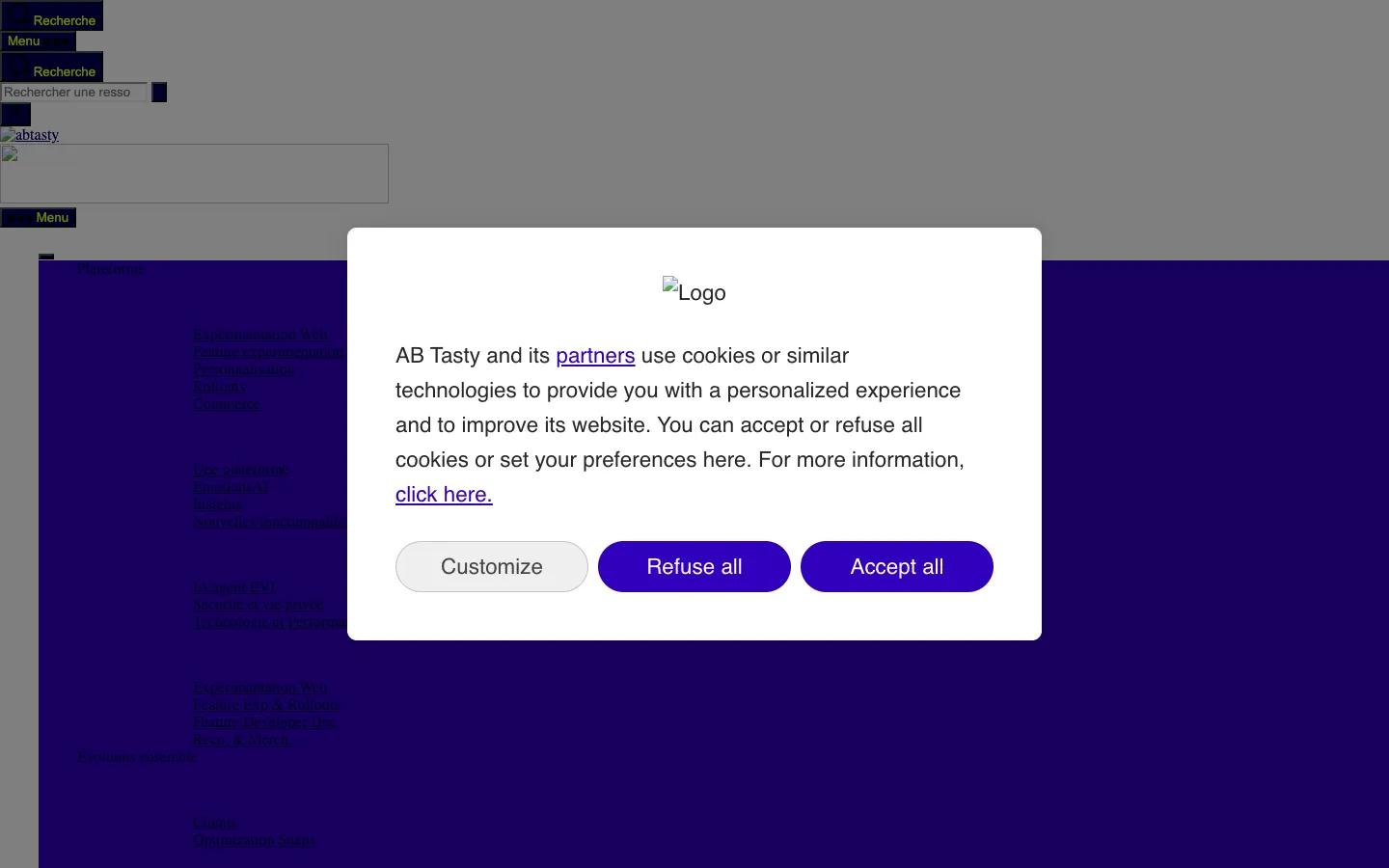 Screenshot of the Potions homepage