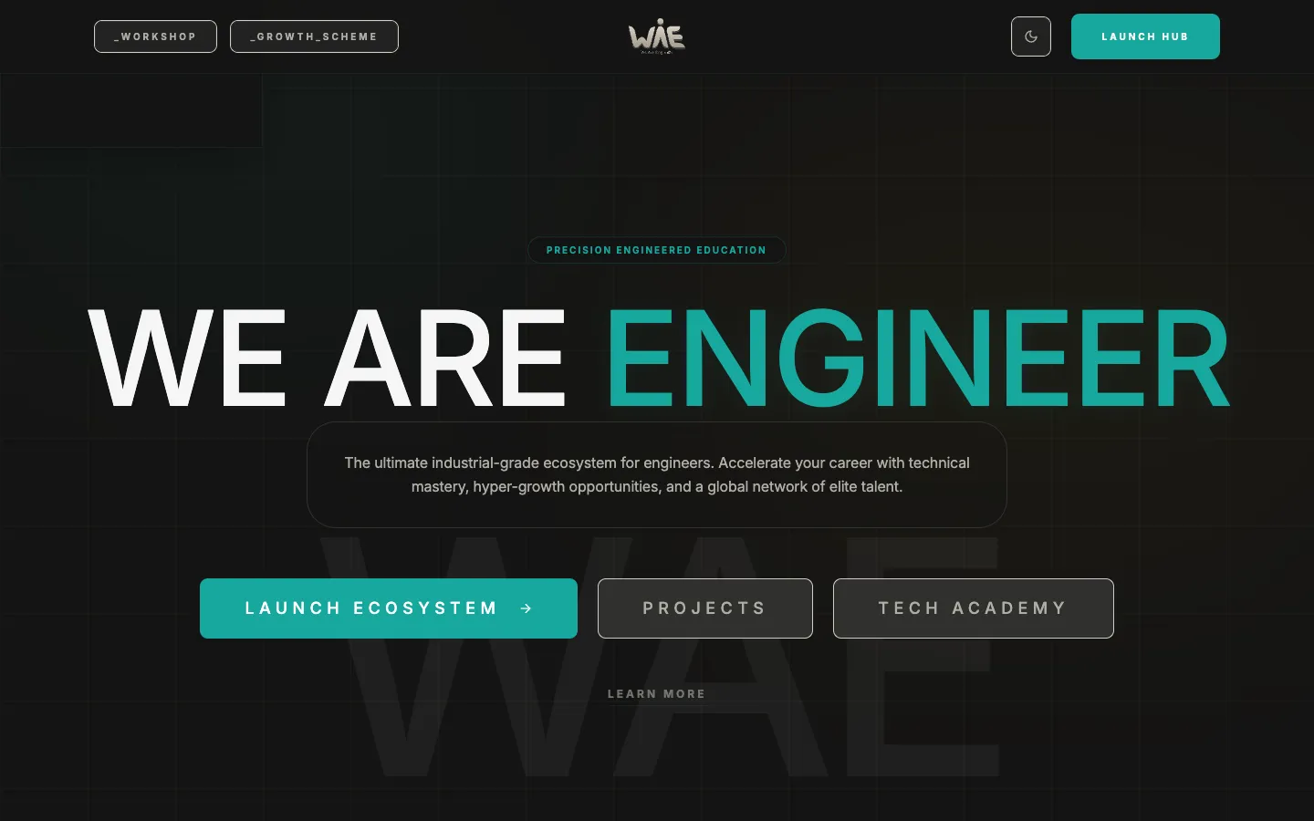 Screenshot of the We Are Engineer homepage