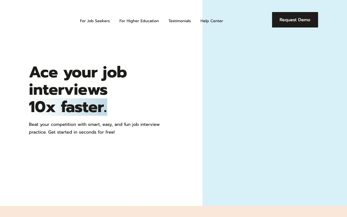Screenshot of the Whiz: AI Job Interview Prep homepage