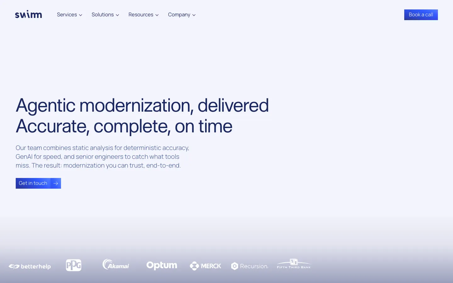 Screenshot of the Swimm AI (Beta) homepage