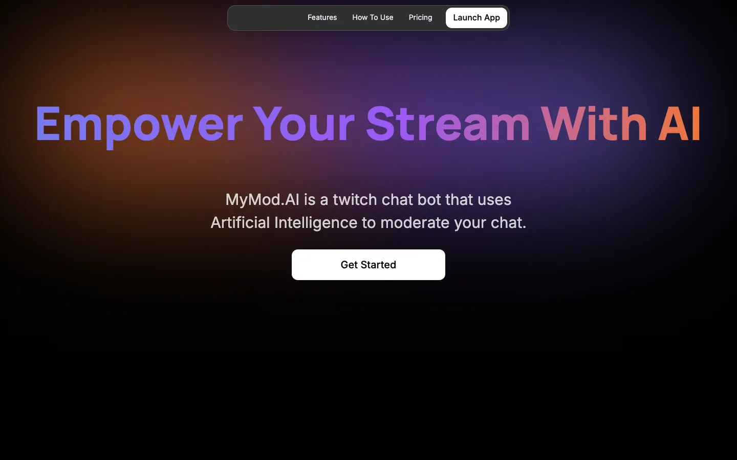 Screenshot of the MyMod.AI homepage