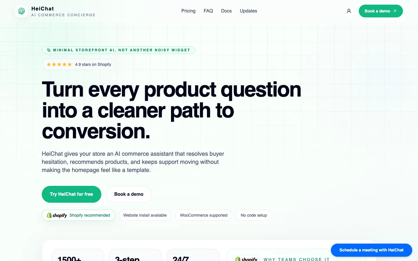 Screenshot of the HeiChat homepage
