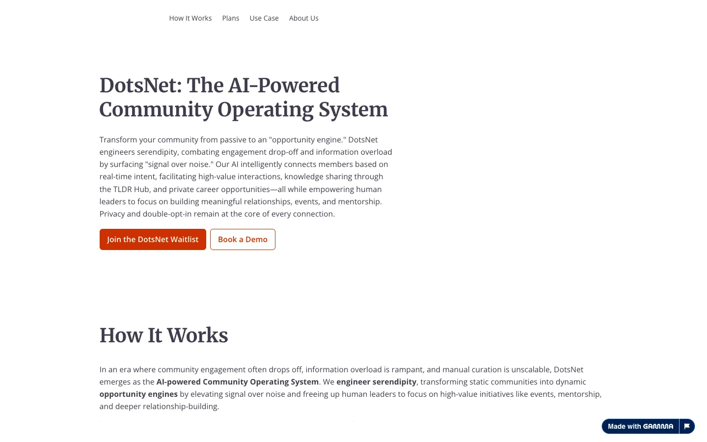 Screenshot of the DotsPal homepage