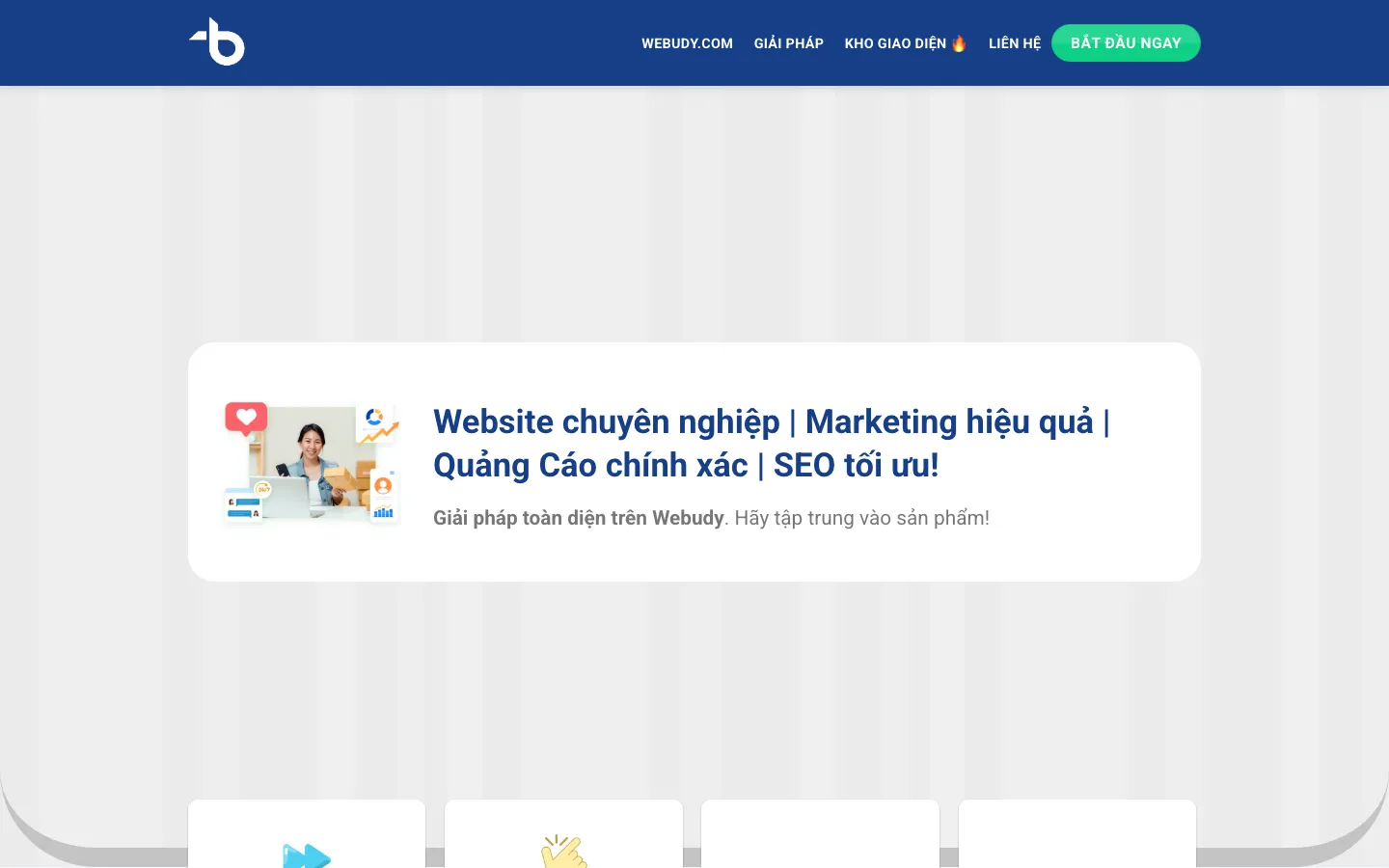 Screenshot of the Webudy homepage