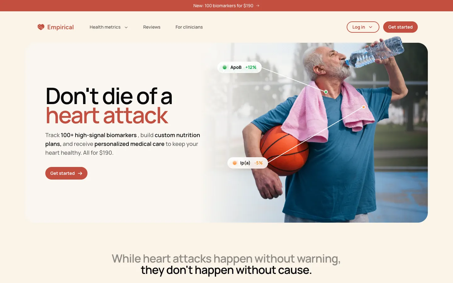 Screenshot of the Empirical Health homepage