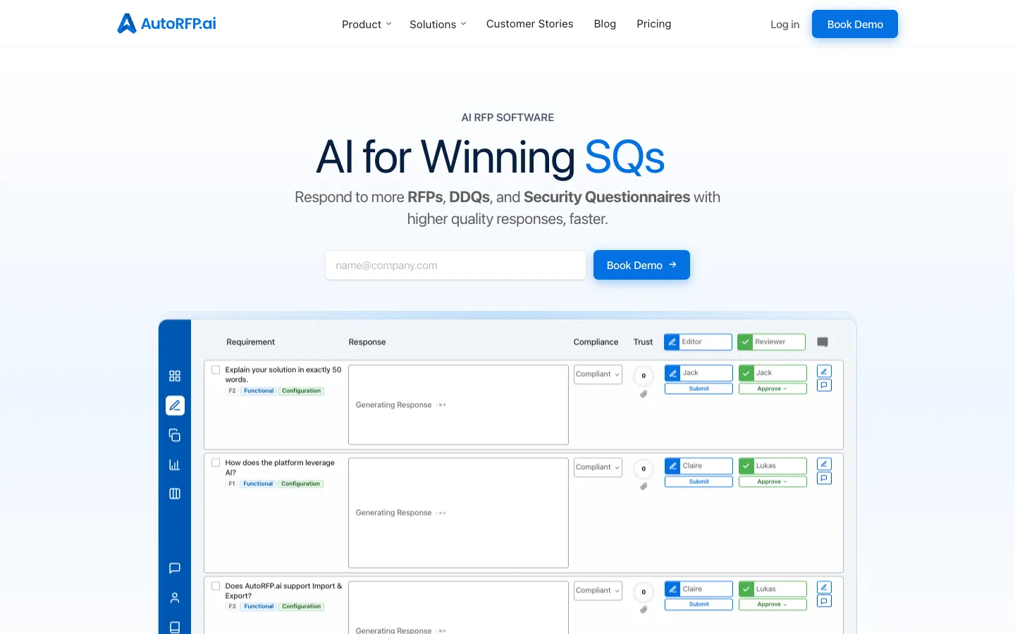Screenshot of the AutoRFP.ai homepage