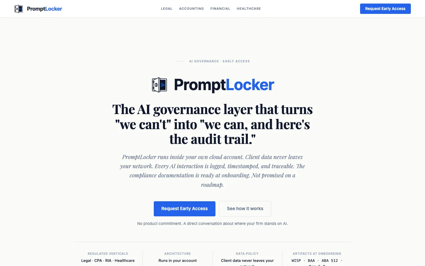 Screenshot of the PromptLocker homepage