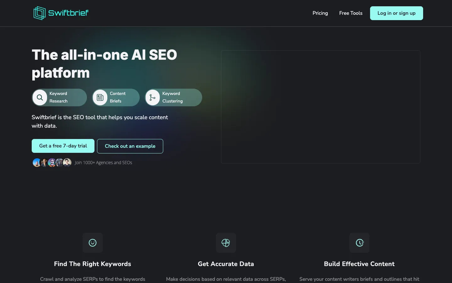 Screenshot of the Swiftbrief homepage