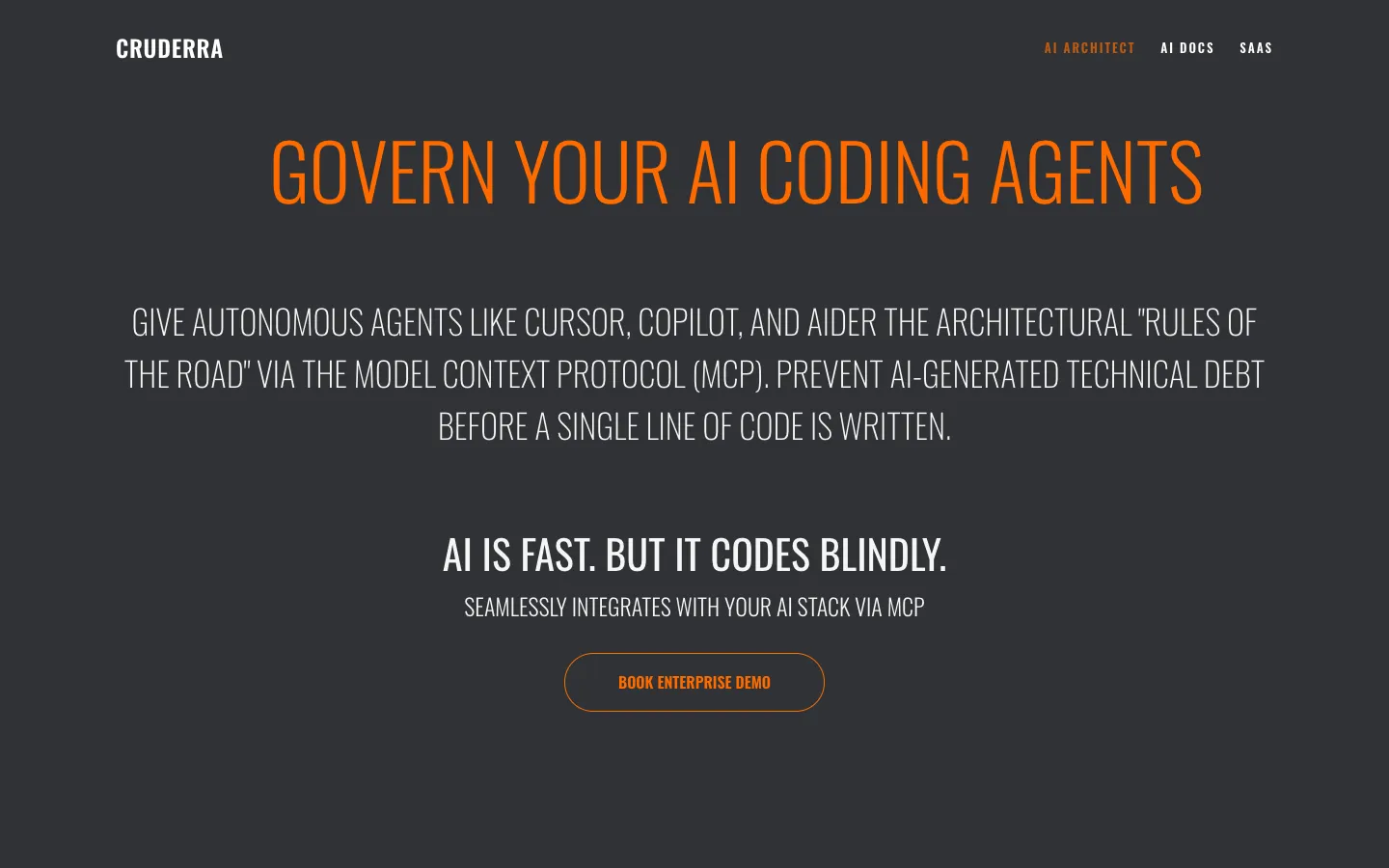 Screenshot of the CRUDERRA homepage