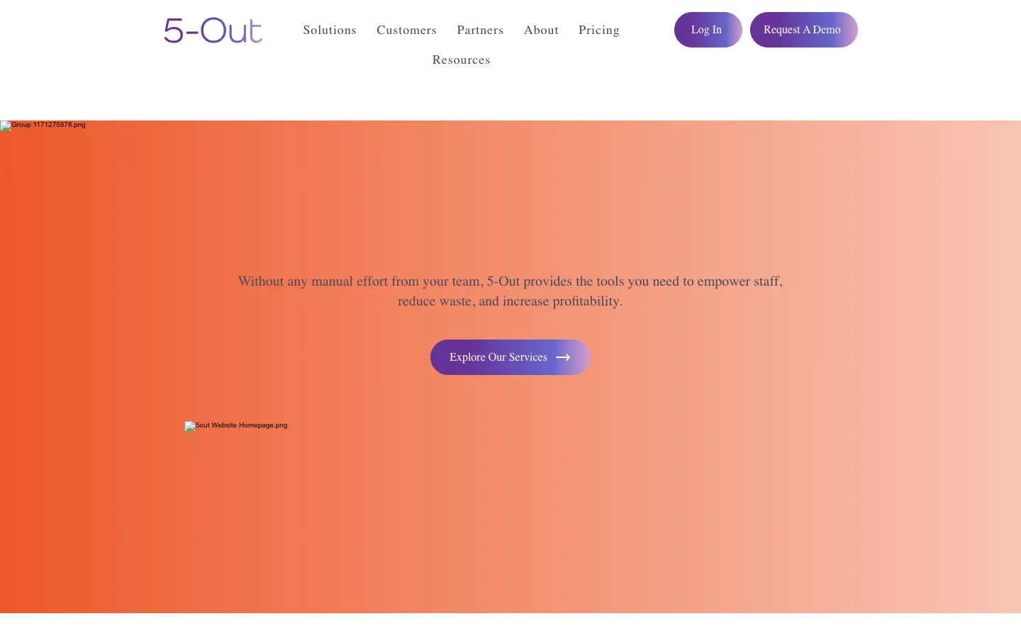 Screenshot of the 5-Out homepage