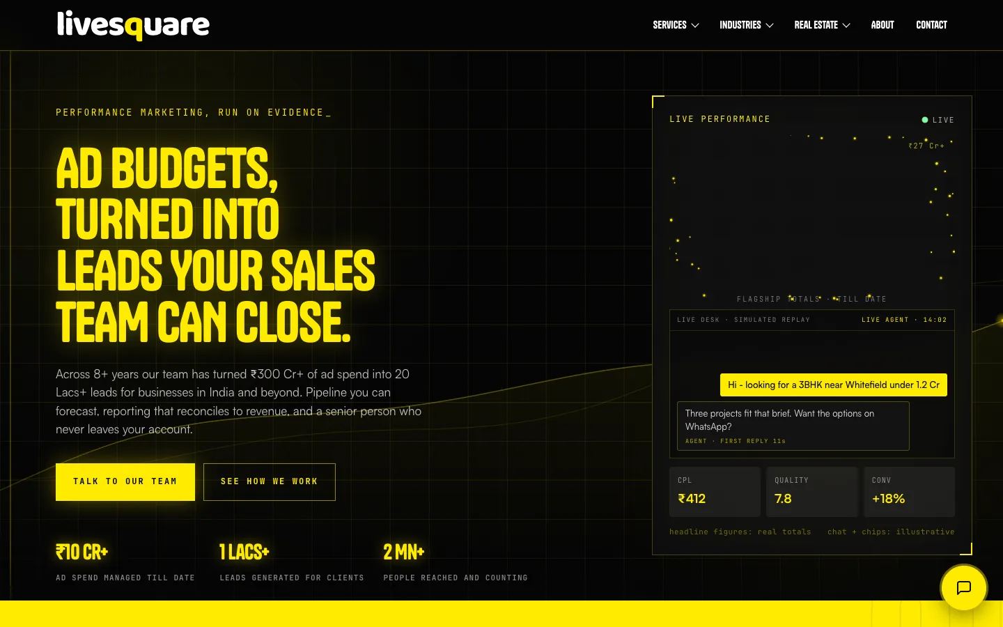 Screenshot of the Live Square homepage
