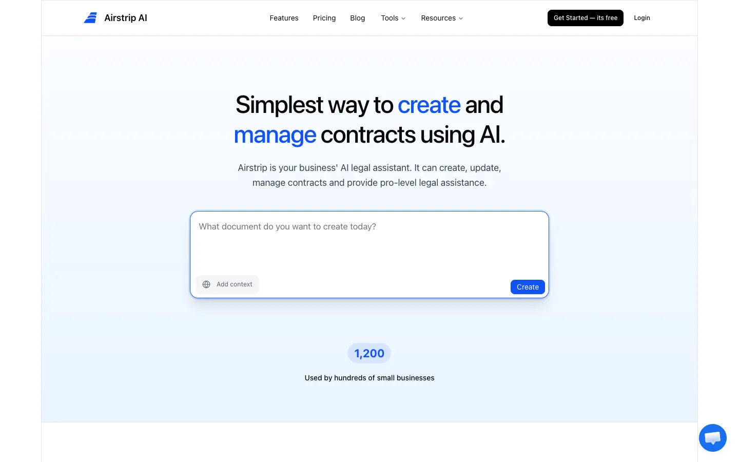Screenshot of the Airstrip AI homepage