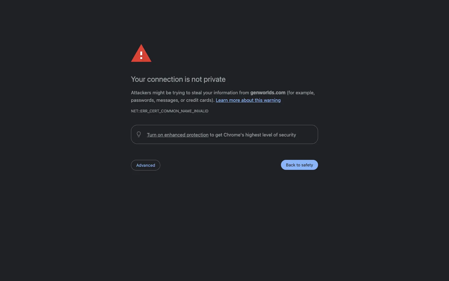 Screenshot of the GenWorlds homepage