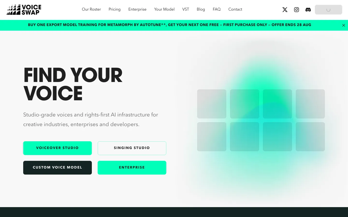 Screenshot of the voice-swap.ai homepage