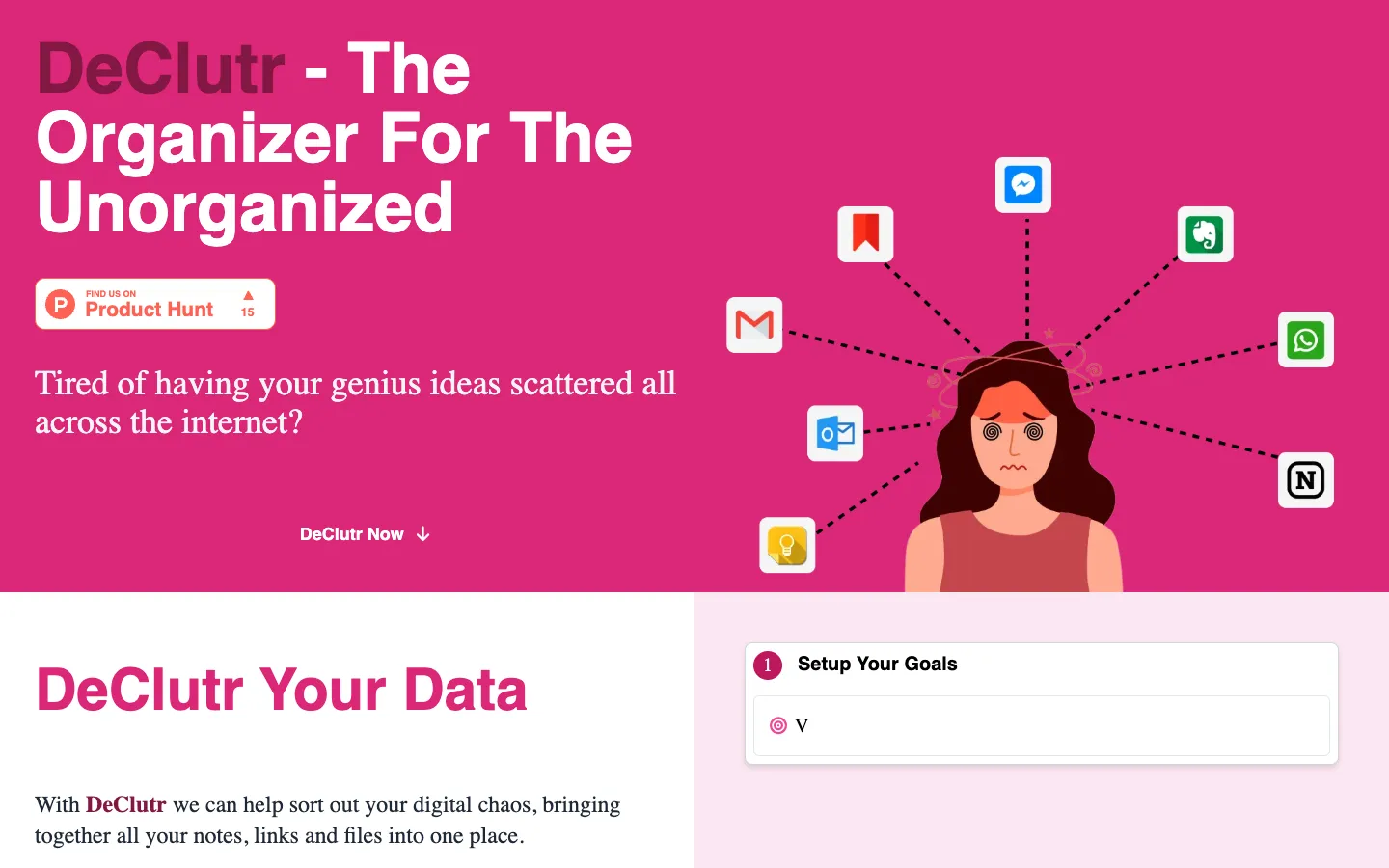 Screenshot of the DeClutr.ai homepage