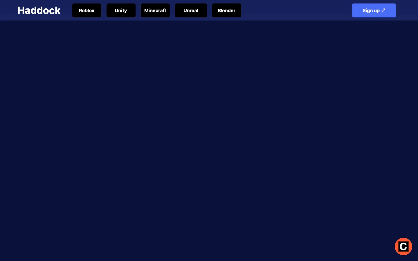 Screenshot of the Haddock homepage