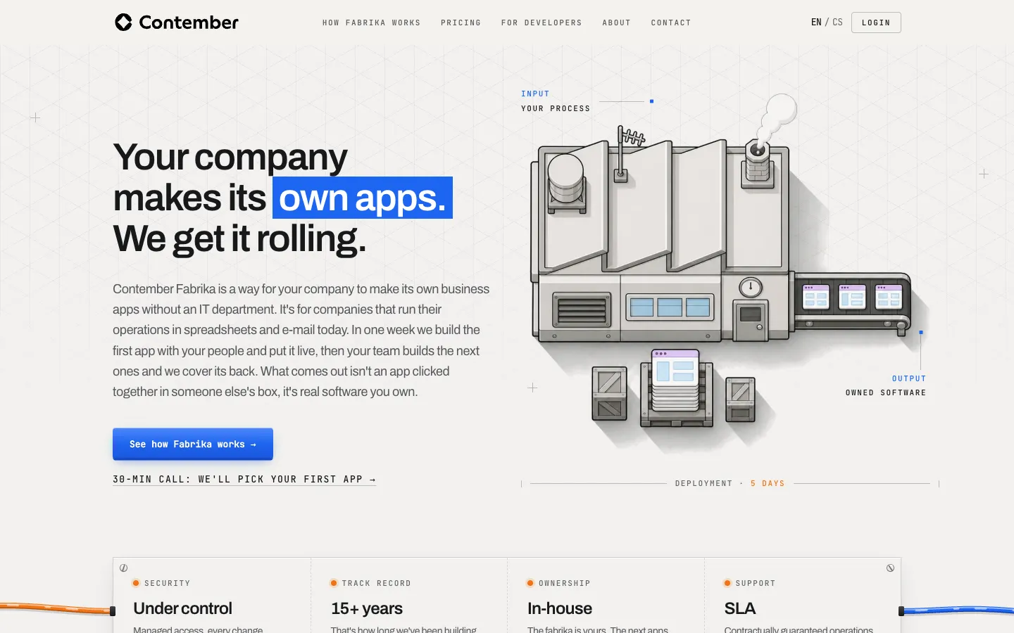 Screenshot of the AI-assisted Contember Studio homepage