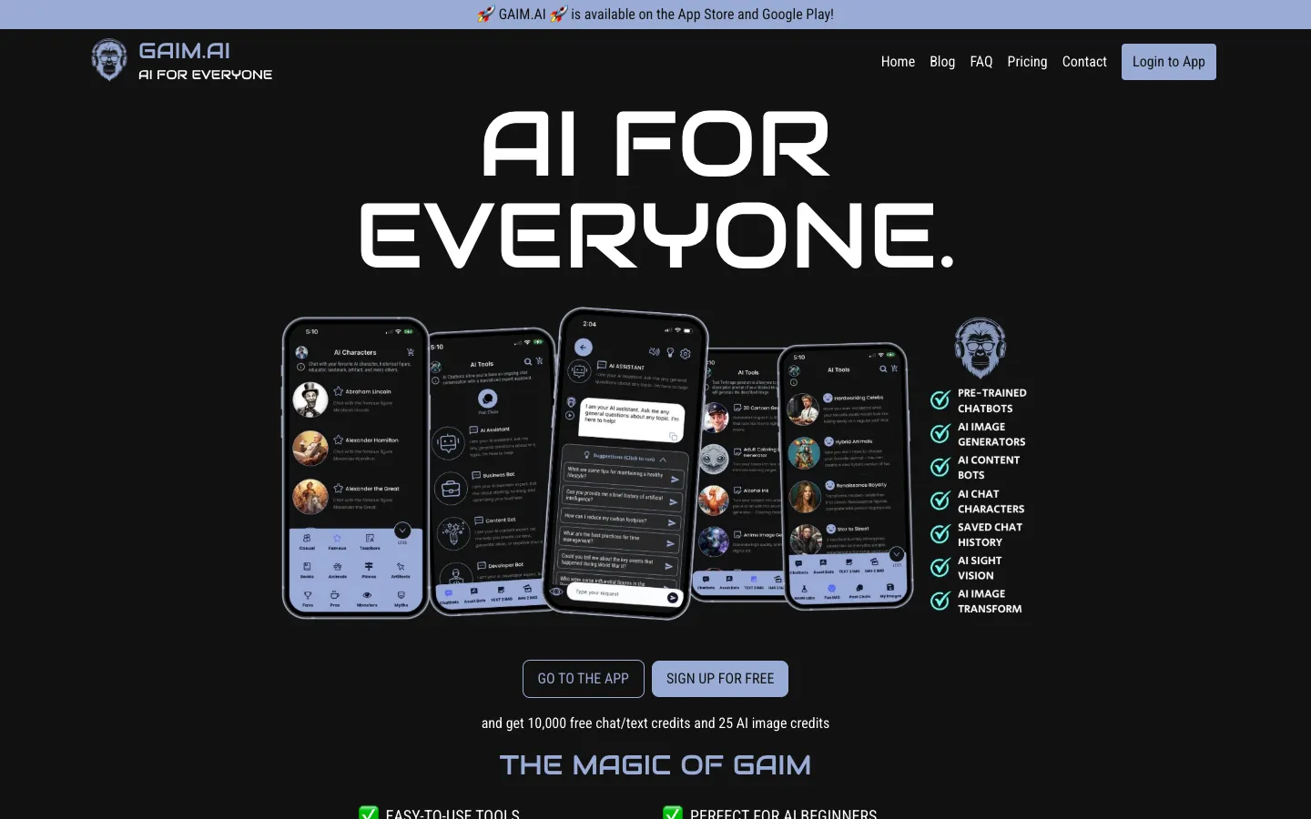 Screenshot of the GAIM.AI Desktop App homepage