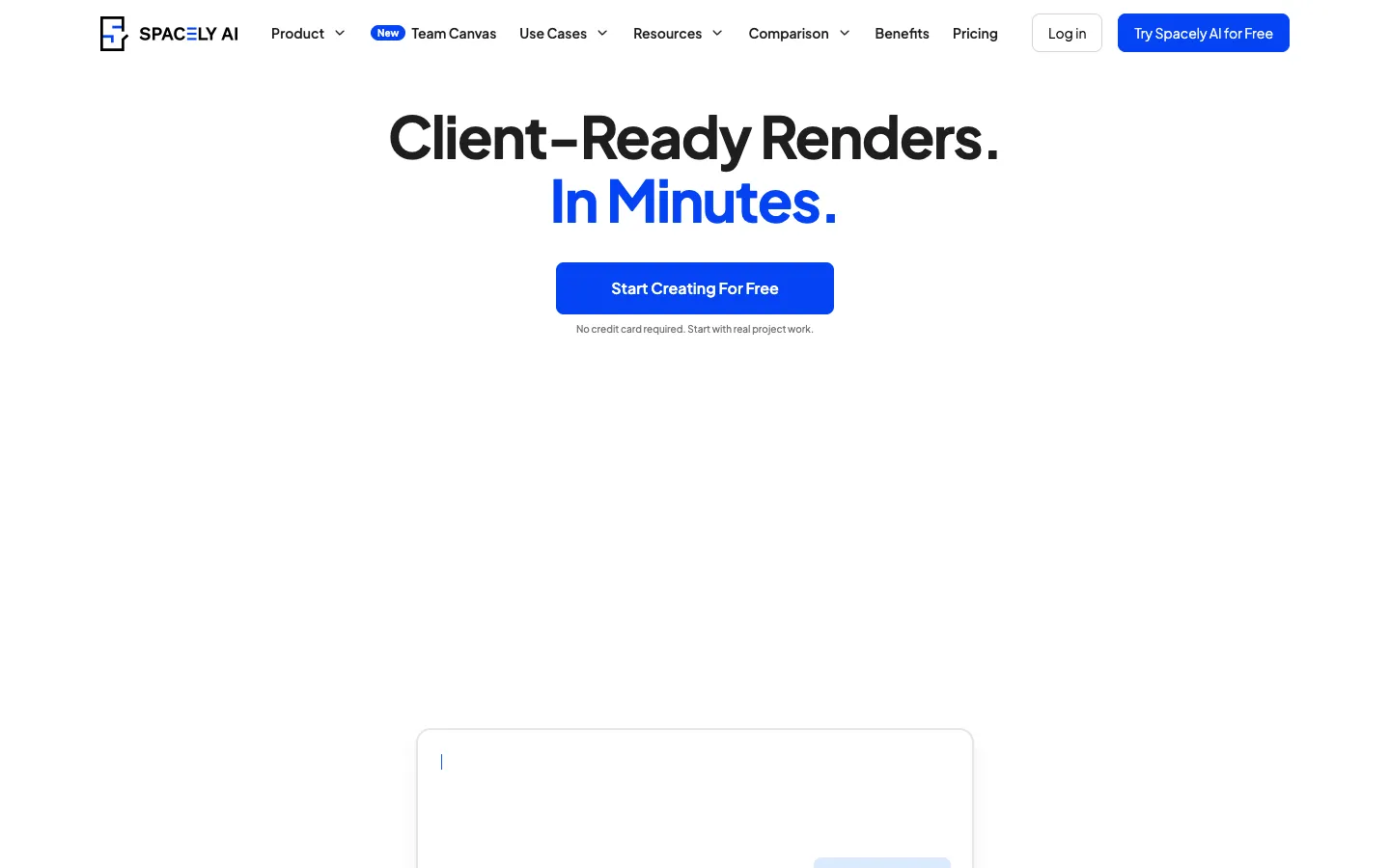 Screenshot of the Spacely AI homepage