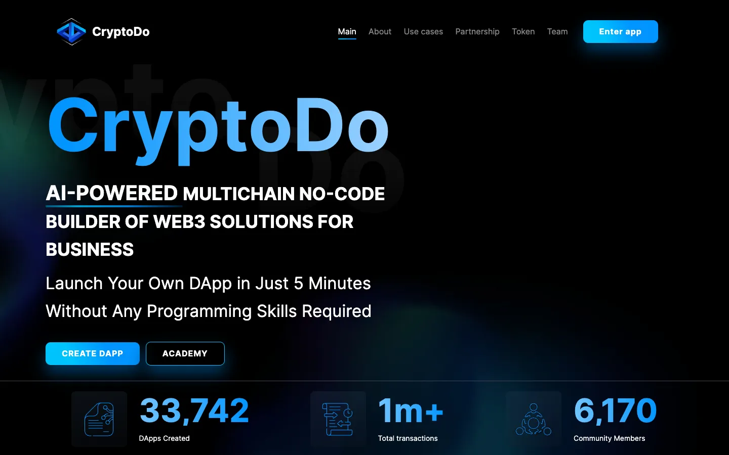 Screenshot of the CryptoDo homepage