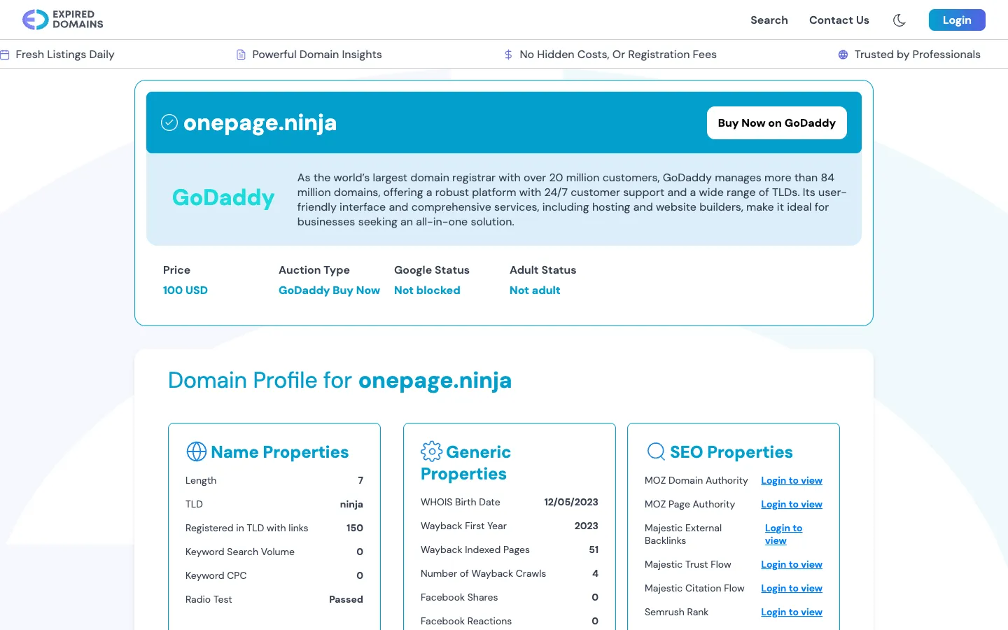 Screenshot of the OP Ninja homepage
