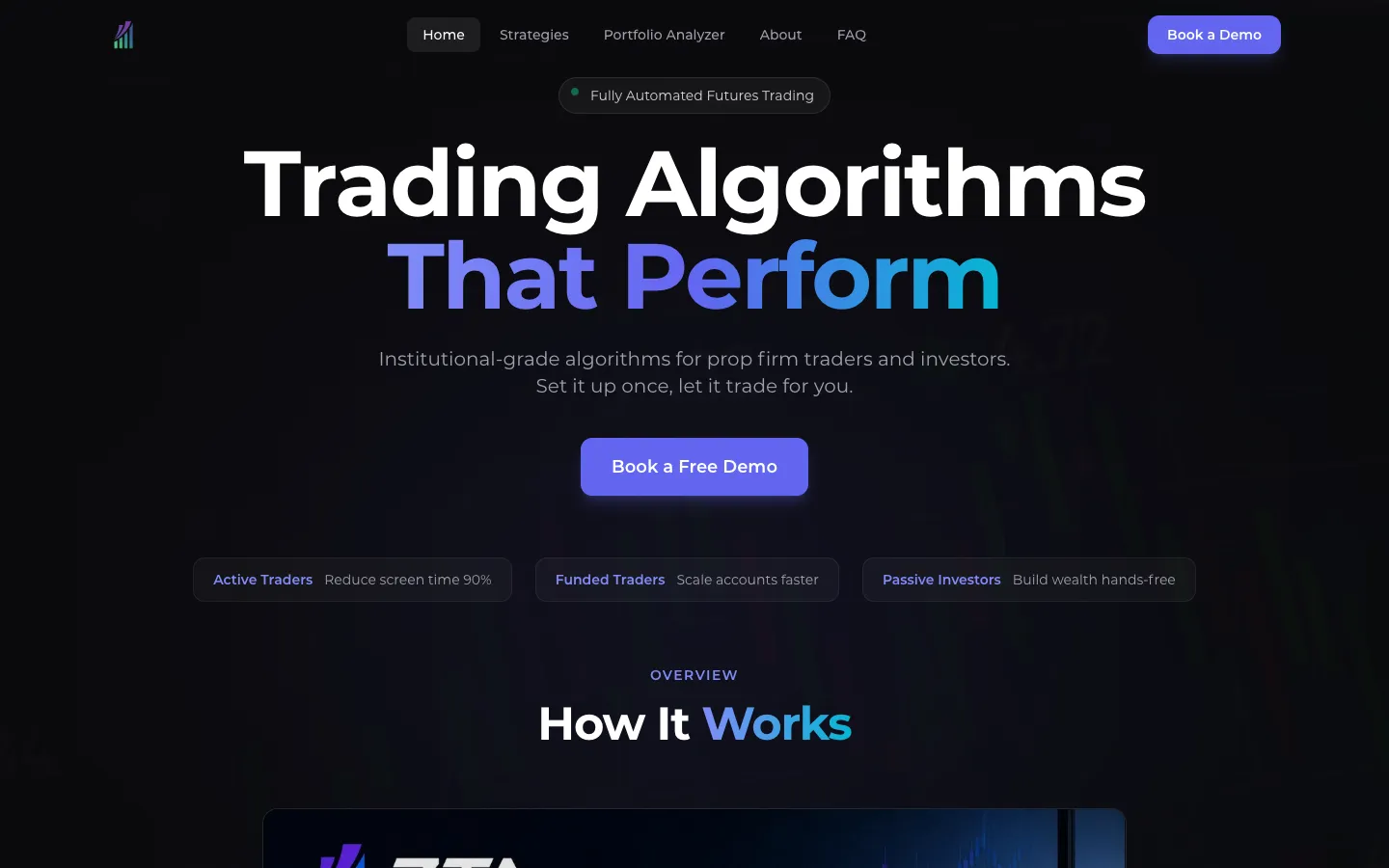 Screenshot of the Zion Trading Algos homepage