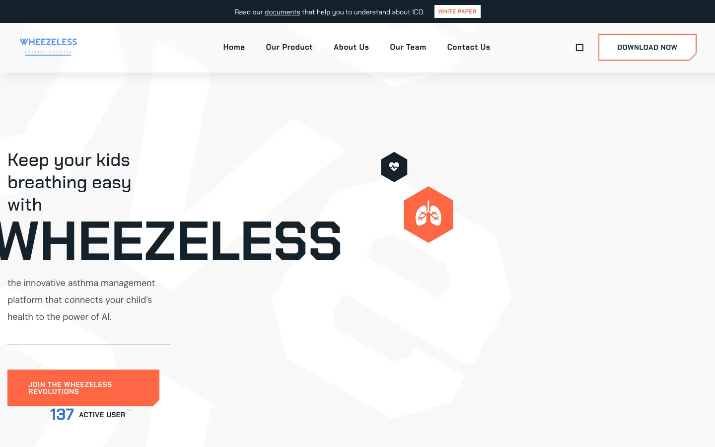 Screenshot of the Wheezeless homepage