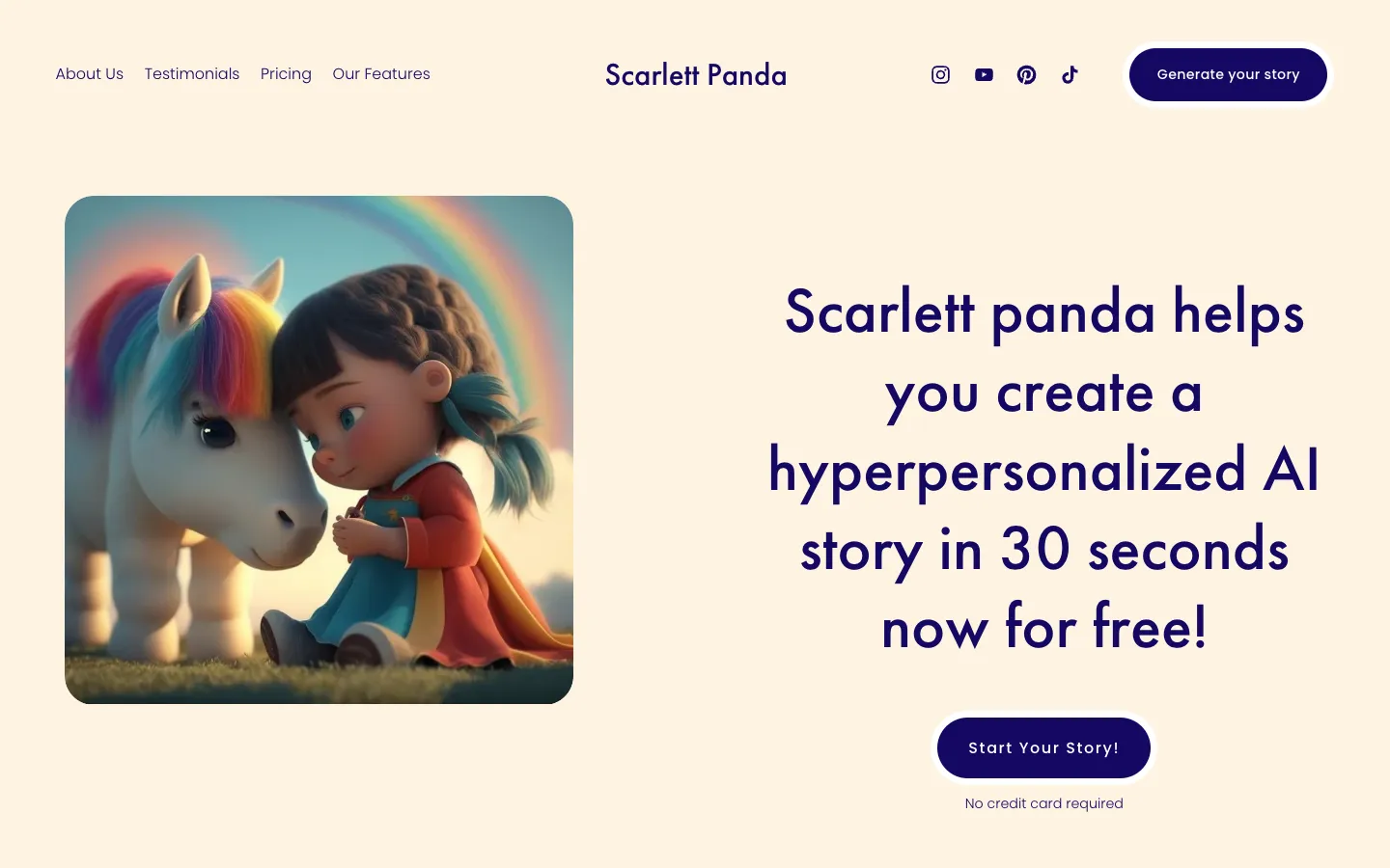 Screenshot of the Scarlett Panda homepage