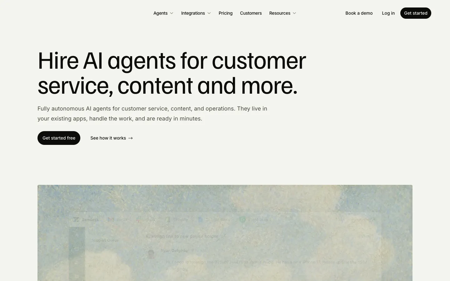 Screenshot of the eesel AI homepage