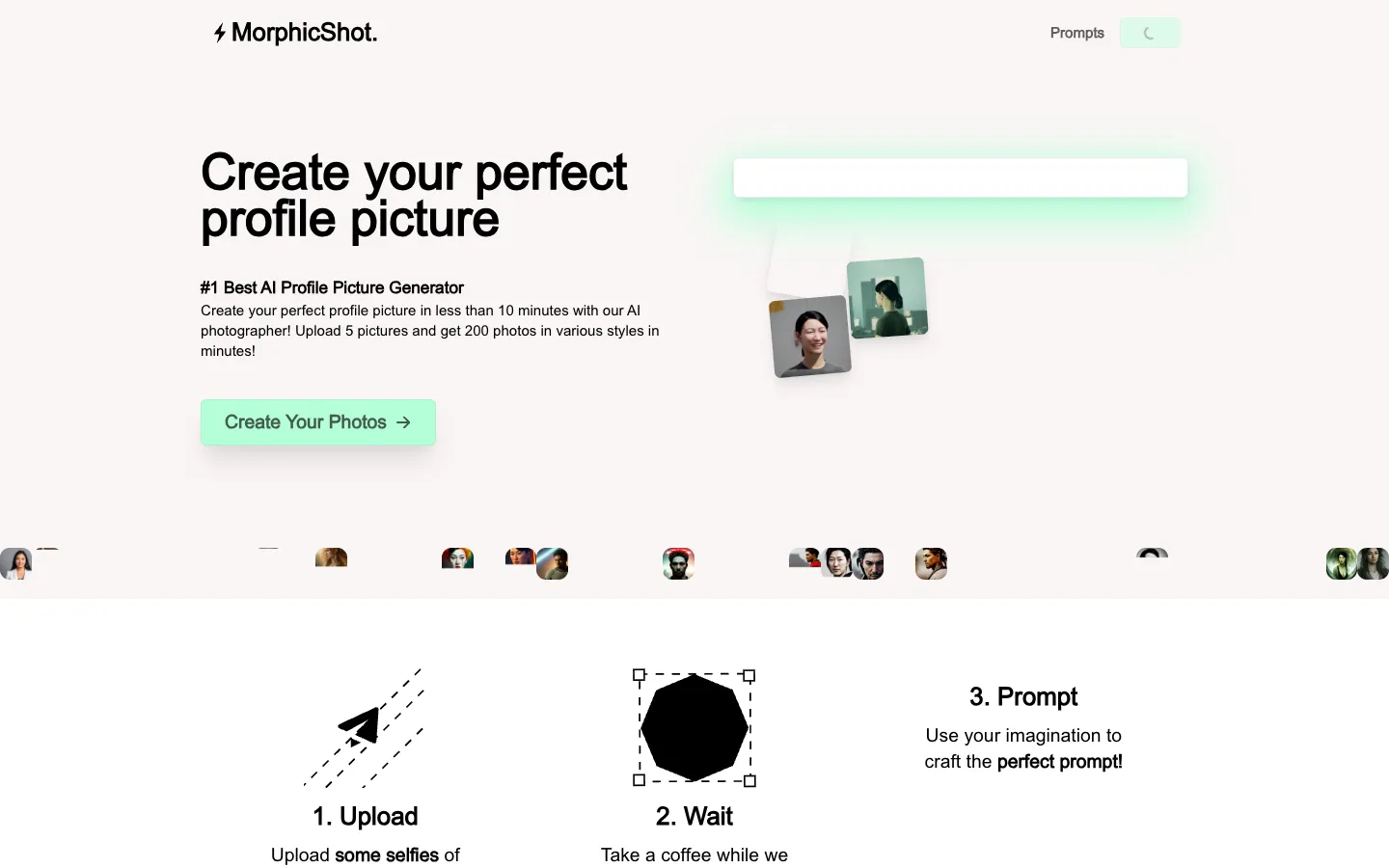 Screenshot of the MorphicShot homepage