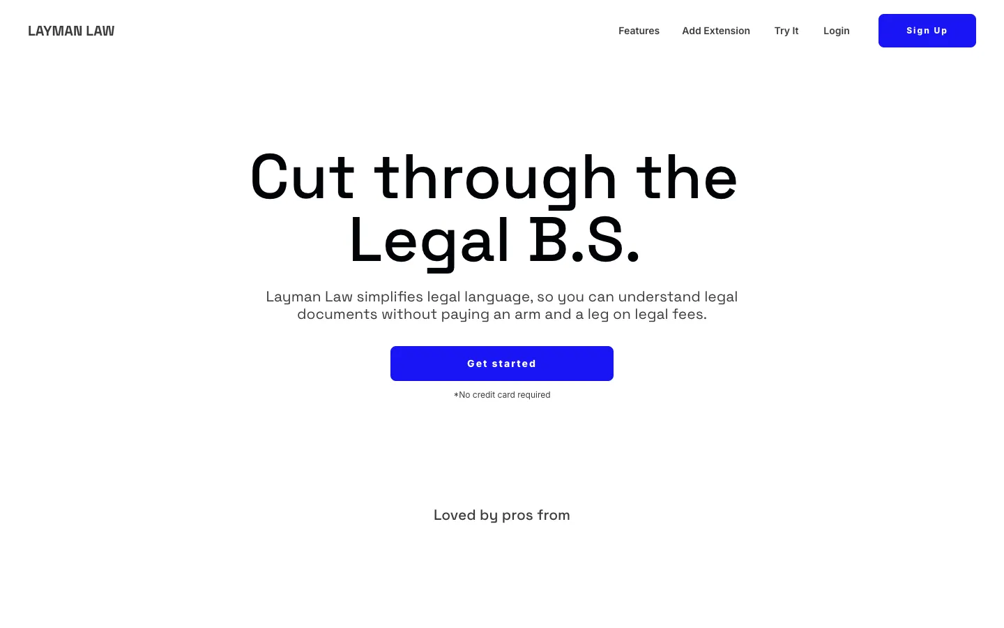 Screenshot of the Layman Law homepage