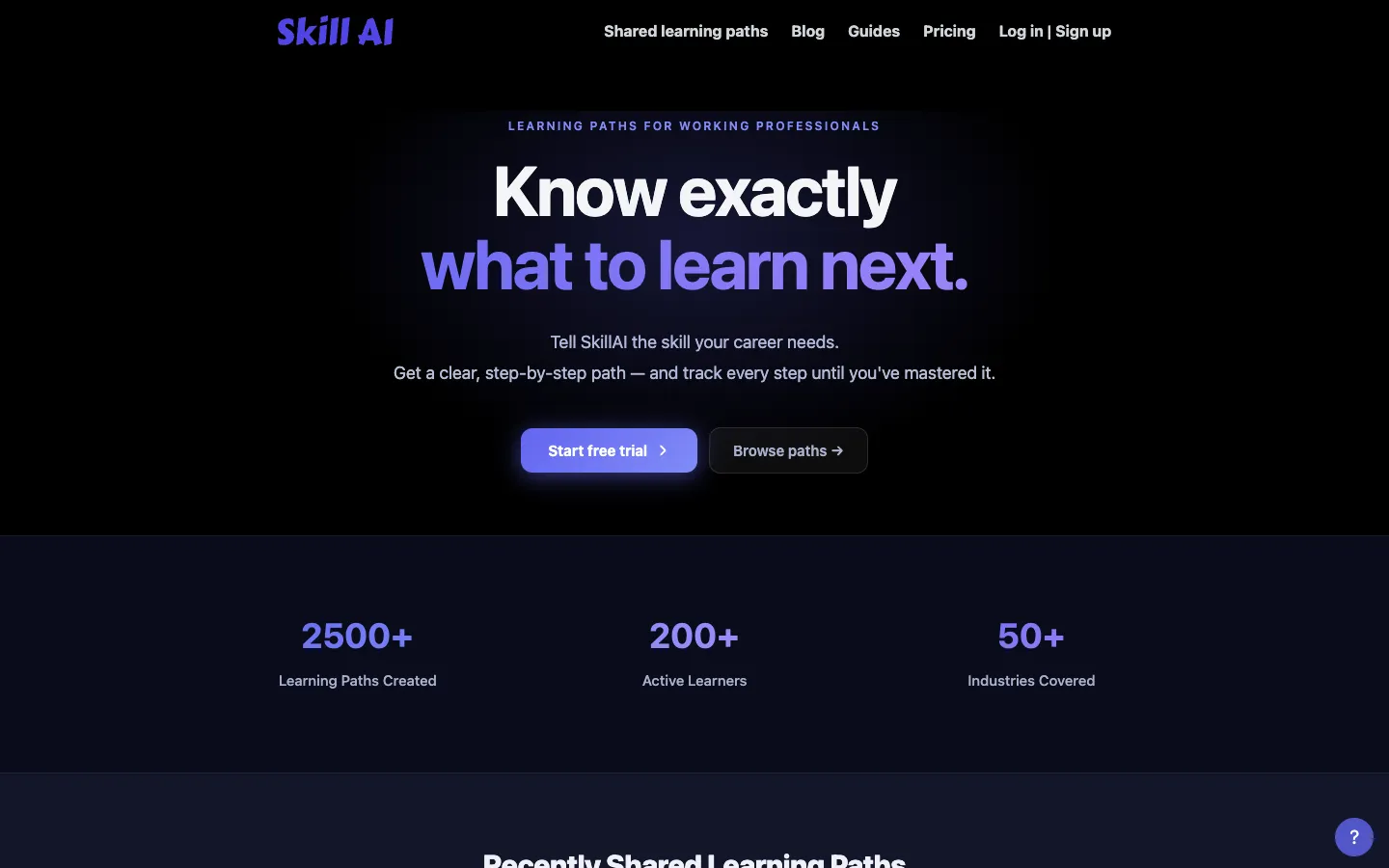 Screenshot of the SkillAI homepage