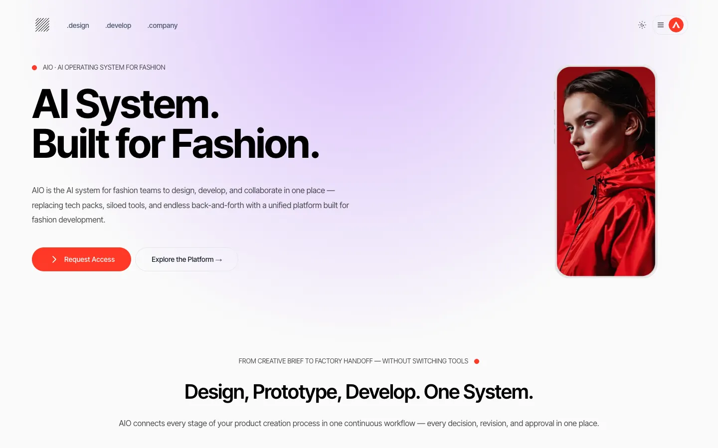 Screenshot of the AIO homepage