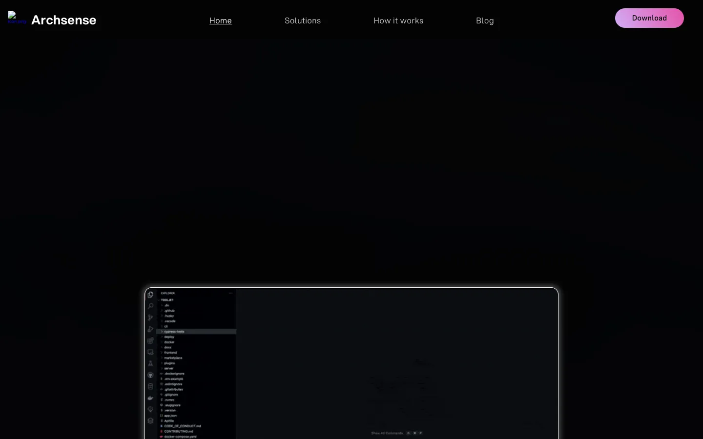 Screenshot of the Archsense homepage