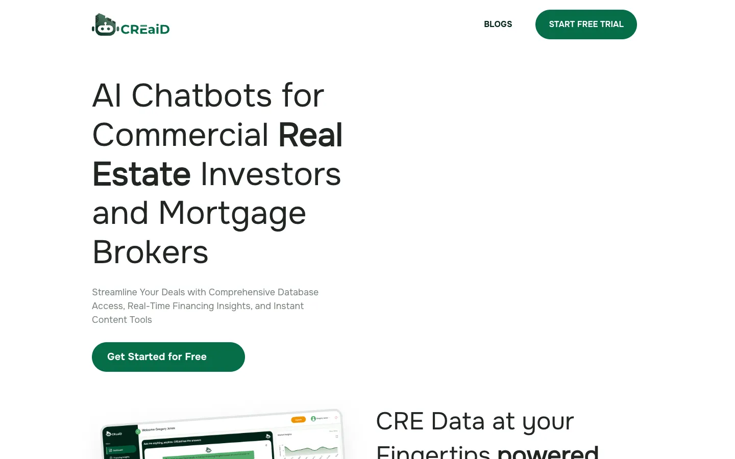 Screenshot of the CREaiD AI homepage
