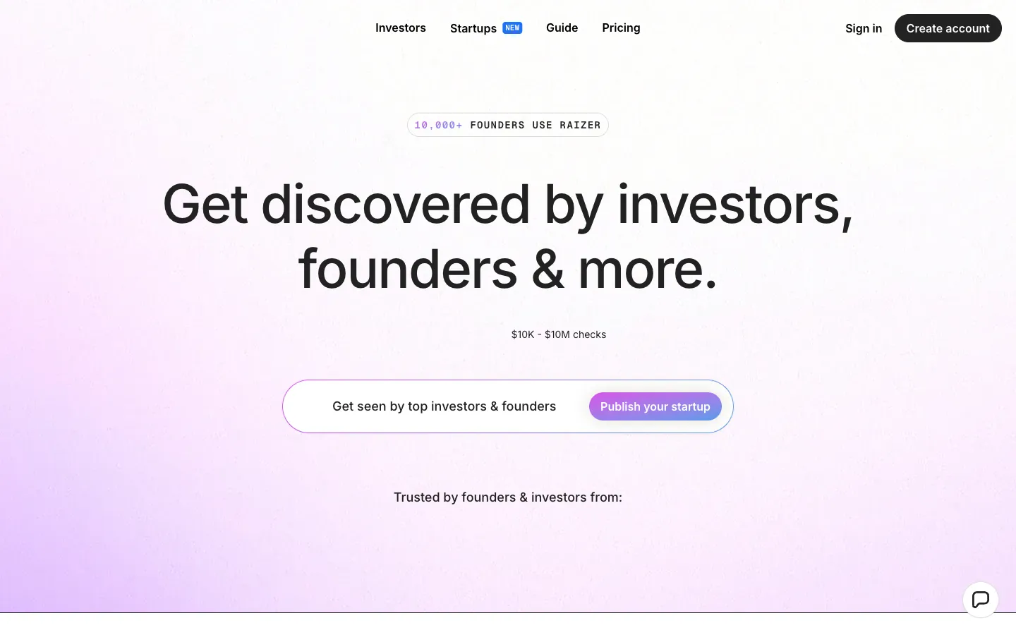 Screenshot of the Raizer homepage