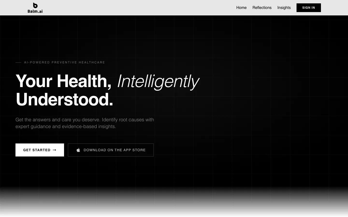 Screenshot of the Balm.ai homepage