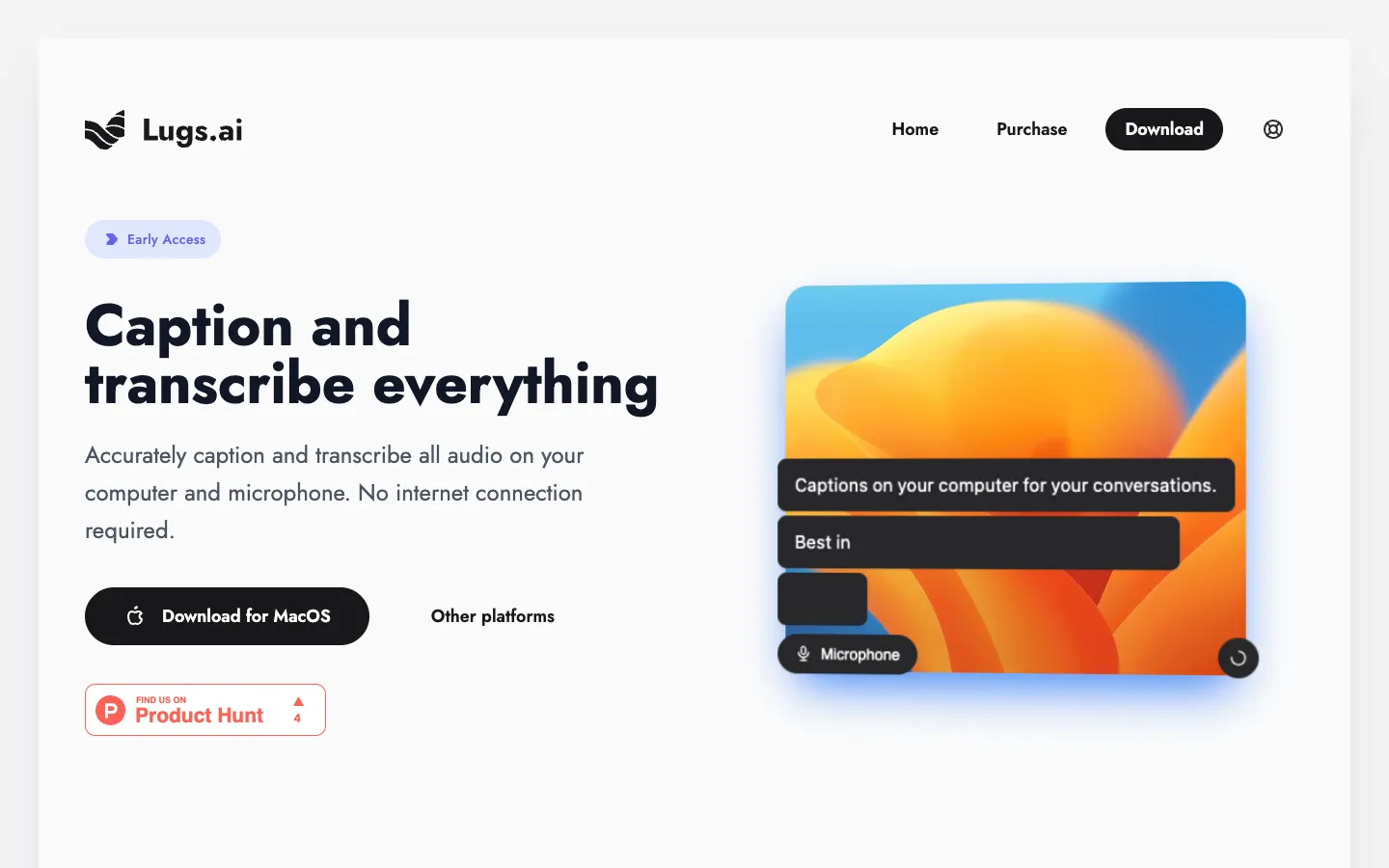 Screenshot of the Lugs.ai homepage
