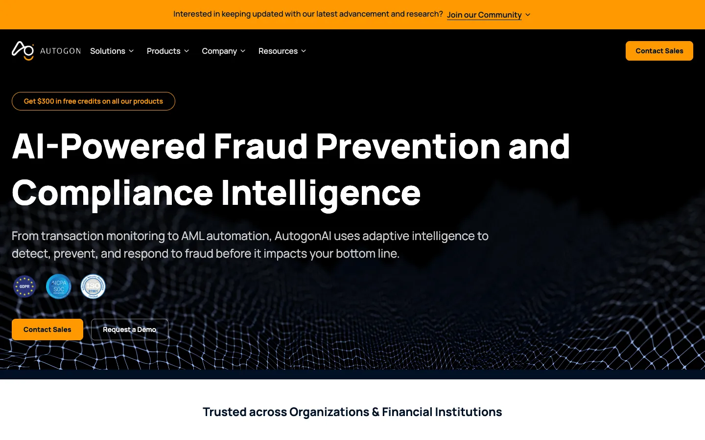Screenshot of the Autogon AI homepage