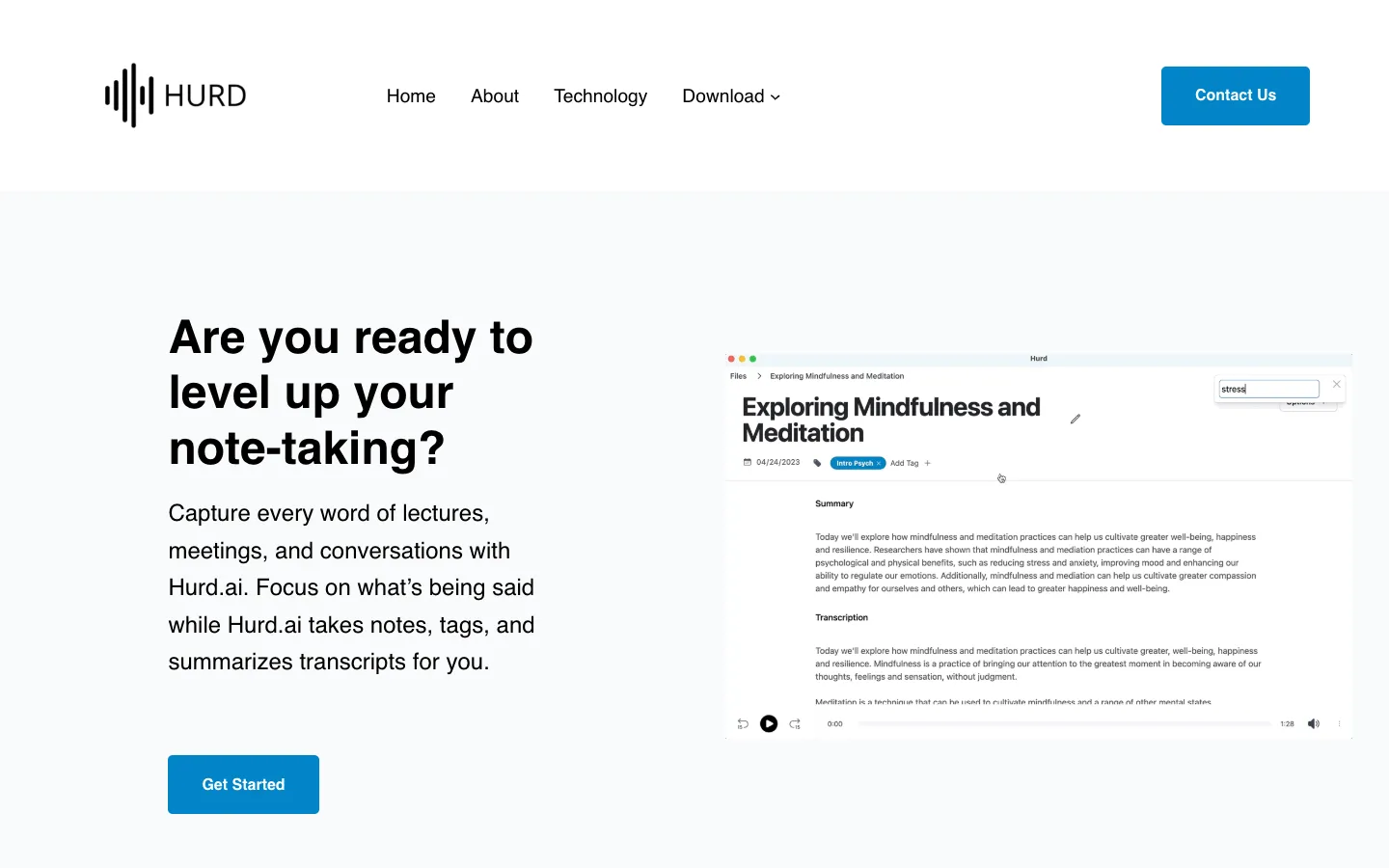 Screenshot of the Hurd.ai Beta homepage