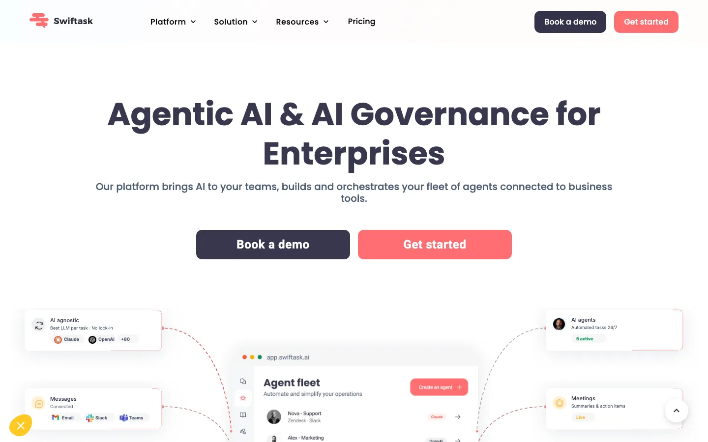 Screenshot of the Swiftask homepage