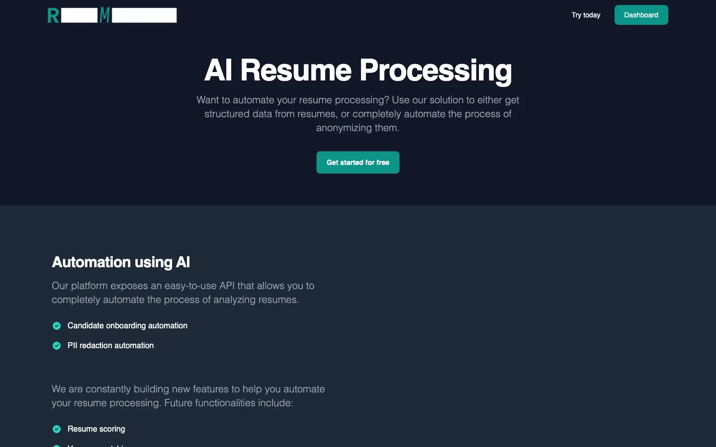 Screenshot of the ResuMetrics homepage